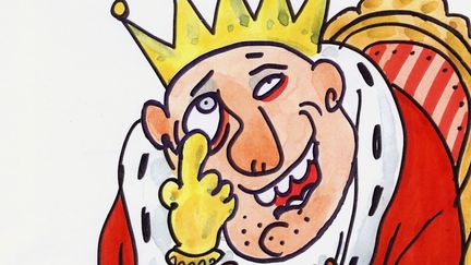 Extrait du dessin "Le Roi des Dupes" par Tignous pour le Carnaval de Nice 2006
 (Tignous / Carnaval de Nice )