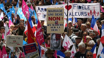 Manifestation d'opposants au mariage pour tous, &agrave; Paris, le 26 mai 2013. (THOMAS SAMSON / AFP)