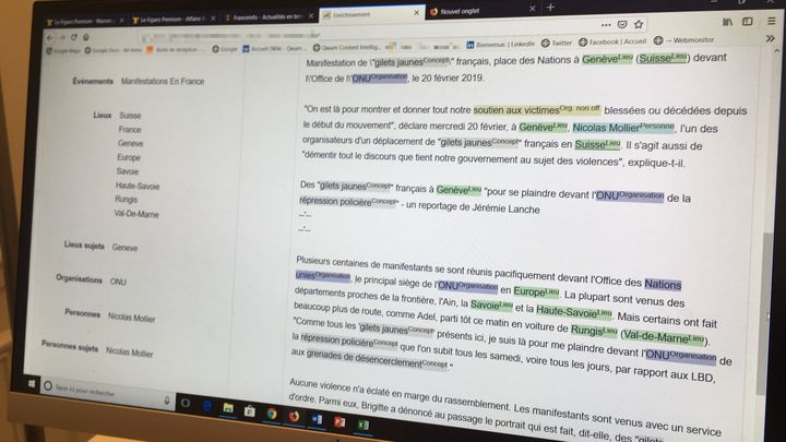 Le logiciel de Qwam appliqué à un article de franceinfo.&nbsp; (MARGAUX DUGUET / FRANCEINFO)