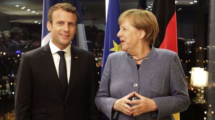 Le président Emmanuel Macron et la chancelière Angela Merkel, 29 septembre 2017
 (KALNINA/POOL/Shuttersto/SIPA)