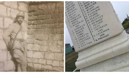 Le nom d'Henri Prévost, blessé à Verdun pendant la Première guerre mondiale et mort en 1956, vient d'être ajouté sur le monument aux morts de Bonnétable (Sarthe). (BERTRAND HOCHET / RADIOFRANCE)