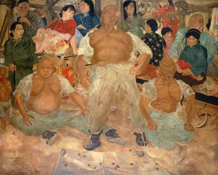 Foujita, "Lutteurs à Pékin", 1935, Masakichi Hirano Art Foundation
 (Fondation Foujita / Adagp, Paris, 2018)