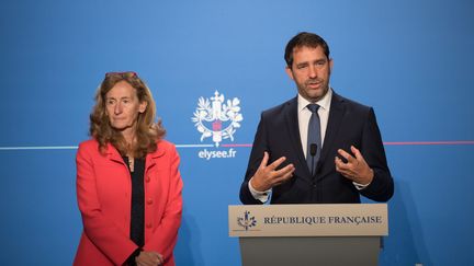 Nicole Belloubet et Christophe Castaner lors d'un point presse en 2017.&nbsp; (  / MAXPPP)