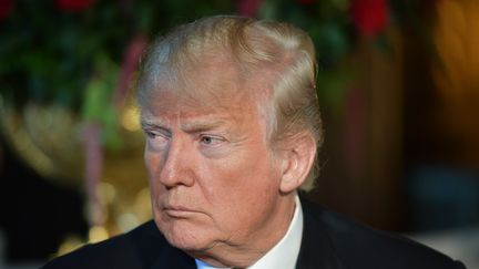 Le président américain, Donald Trump, lors d'une rencontre avec le Premier ministre japonais, Shinzo Abe, à Palm Beach (Etats-Unis), le 17 avril 2018. (MANDEL NGAN / AFP)