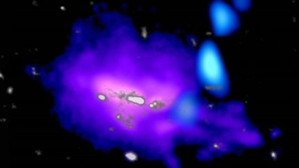 Un courant cosmique composé de gaz a été vu près d’une galaxie en particulier, la Fourmilière, à 12 milliards d’années-lumière de nous... (B. EMONTS / NRAO / AUI / NSF)