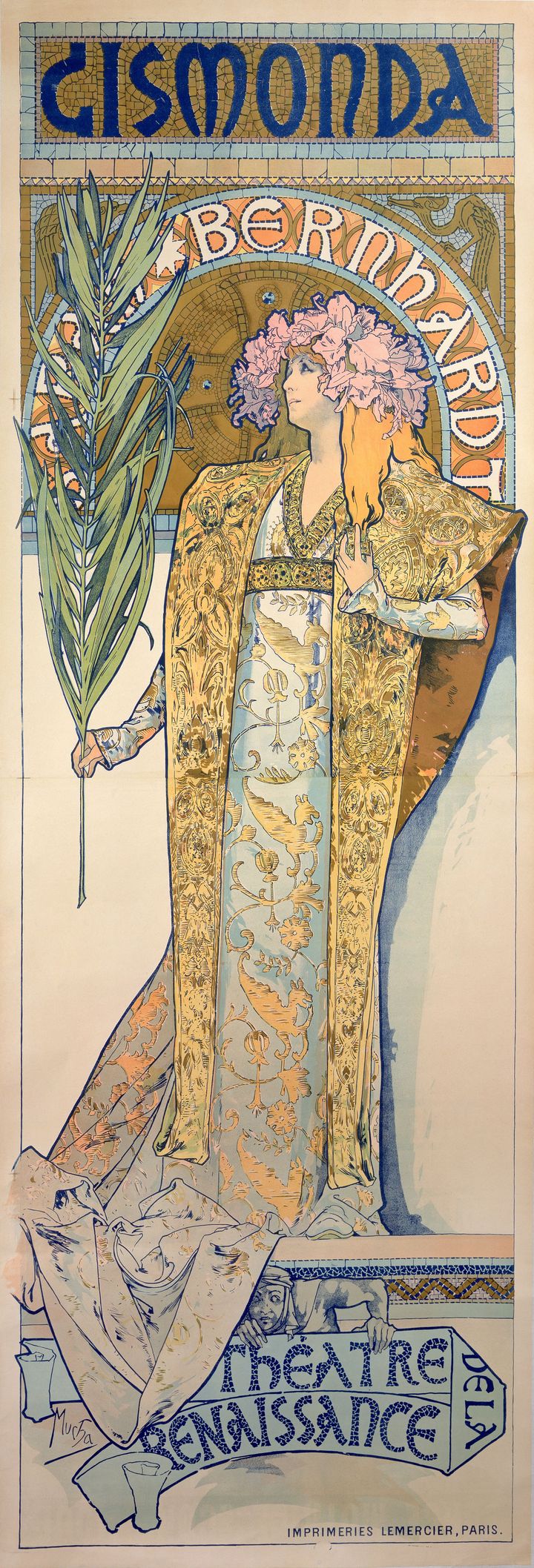 Affiche réalisée par Alphonse Mucha pour la pièce "Gismonda" avec Sarah Bernhardt (© Mucha Trust 2023)