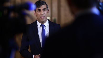 Prime Minister of the United Kingdom Rishi Sunak, in a filmed speech at Downing Street in London, April 14, 2024. (BENJAMIN CREMEL/AP/SIPA)