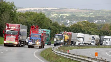 Manifestation contre la mise en place de l'&eacute;cotaxe dans le Finist&egrave;re, samedi 19 octobre 2013.&nbsp; ( MAXPPP)