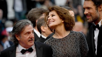 Fanny Ardant, entourée de&nbsp;Daniel Auteuil et Nicolas Bedos. Elle est à l'affiche du film La Belle Époque. (LOIC VENANCE / AFP)