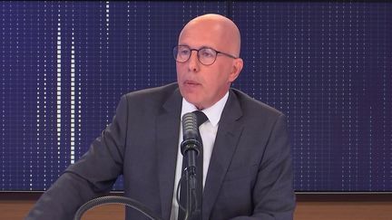 Éric Ciotti,&nbsp;député LR des Alpes-Maritimes, était l'invité du "8h30&nbsp;franceinfo", mardi 31&nbsp;août 2021. (FRANCEINFO / RADIOFRANCE)