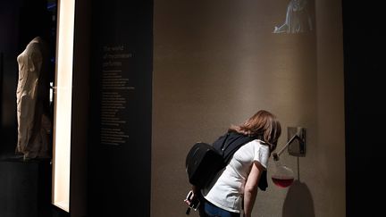 L'exposition "Les différents aspects du beau"&nbsp;au Musée national archéologique d'Athènes&nbsp;: un parfum de l'antiquité a été reconstitué. (LOUISA GOULIAMAKI / AFP)