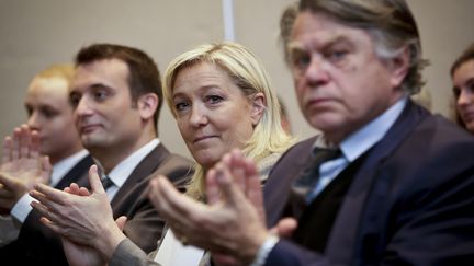 &nbsp; (Marine Le Pen, au centre, et Gilbert Collard, à droite, le 2 juin 2015 ©maxppp)