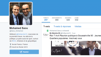 Mohamed Saou s'affiche aux côtés d'Emmanuel Macron sur son compte Twitter. (CAPTURE ECRAN TWITTER)