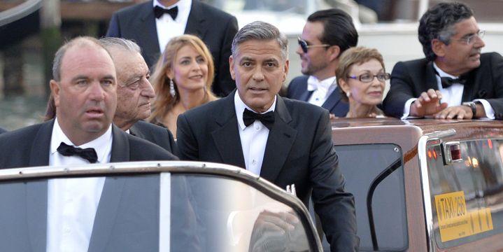 George Clooney se rendant à la cérémonie de son mariage avec Amal Alamuddin.
 (ANDREAS SOLARO / AFP)