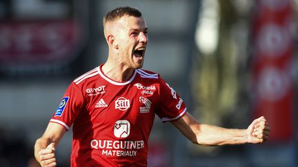 Jeremy Le Douaron lors de la victoire de Brest face à Lens, le dimanche 21 novembre 2021. (FRED TANNEAU / AFP)