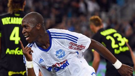 La joie du Marseillais Rod Fanni, après son but contre Nantes (ANNE-CHRISTINE POUJOULAT / AFP)