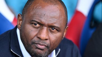 Le Français Patrick Vieira sur le banc de Crystal Palace face à Leeds, le 9 octobre 2022. (GLYN KIRK / AFP)