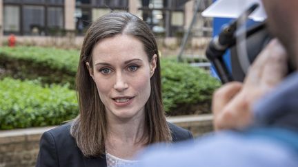 La Première ministre finlandaise Sanna Marin lors d'un sommet européen à Bruxelles (Belgique), le 24 mars 2022. (NICOLAS ECONOMOU / NURPHOTO VIA AFP)