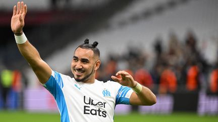 Dimitri Payet lors du match entre l'Olympique de Marseille et Qarabag, le 17 février.&nbsp; (NICOLAS TUCAT / AFP)