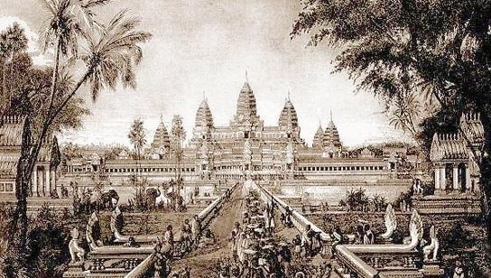 Un dessin d&#039;Angkor Vat réalisé en 1880 par Louis Delaporte
 (DR)