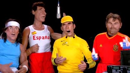 "J'ai quinze litres de sang dans mon frigo", chantent les sportifs espagnols dans les Guignols du 9 f&eacute;vrier 2012. (FTVI / CANAL PLUS)