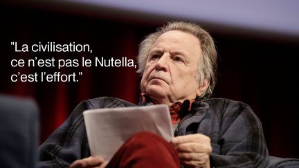 R&eacute;gis Debray pr&ocirc;ne le travail et 'effort dans l'acquisition du savoir, le&nbsp;28 avril 2015 sur France Inter. L'essayiste et universitaire estime que la r&eacute;forme conforte les "vices et les automatismes du monde ext&eacute;rieur". (MAXPPP)