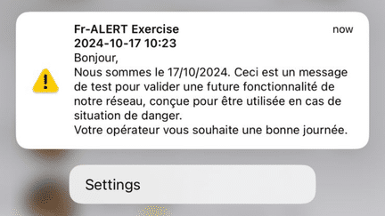 Un message vous indique qu'il s'agit d'un test. (Capture d'écran) (Teiva Ribet / Polynésie la 1ère)