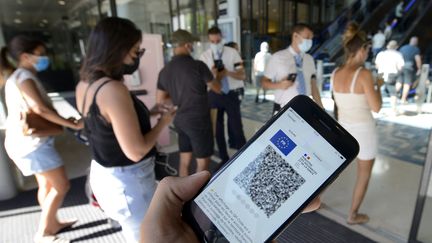 Le pass sanitaire devait être obligatoirement présenté en Essonne pour entrer dans les centres commerciaux Carrefour d’Athis-Mons, au Valdoly à Montgeron, à Maison Neuve à Brétigny-sur-Orge, à Villabé, et au magasin Ikea de Lisses, jusqu'à la suspension de l'arrêté préfectoral, samedi 28 août. (FRANCK PENNANT / MAXPPP)