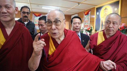 Le leader spirituel tibétain, le Dalaï Lama, à Dharamsala (Inde) le 25 octobre 2019 (SANJAY BAID / EPA)