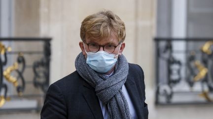 Le ministre des Relations avec le Parlement, Marc Fesneau, quitte le palais de l'Elysée, le 13 janvier 2021. (LUDOVIC MARIN / AFP)