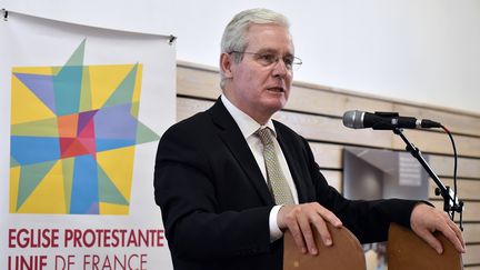 Le président de l'Eglise protestante unie Laurent Schlumberger lors d'un synode à Sète (Hérault), le 14 mai 2015. (PASCAL GUYOT / AFP)