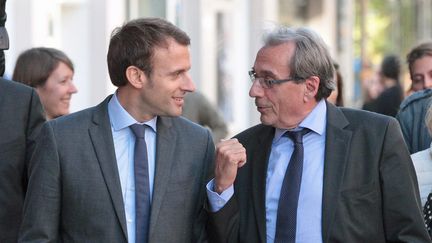 Emmanuel Macron et Roland Ries à Strasbourg, le 4 octobre 2016. (DOMINIQUE GUTEKUNST / MAXPPP)