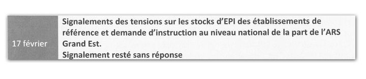 Extrait d’une note de la cellule régionale d’appui et de pilotage sanitaire Grand Est du 25 juin 2020, qui décrit les faits marquants relatifs à la gestion des EPI lors de la crise du Covid-19. (CELLULE INVESTIGATION DE RADIOFRANCE)