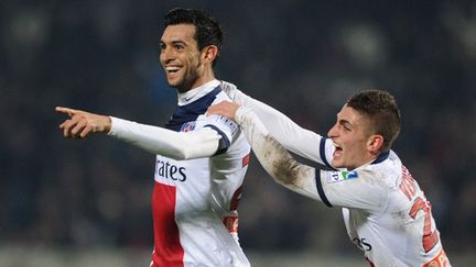 Les joueurs parisiens Javier Pastore et Marco Verratti