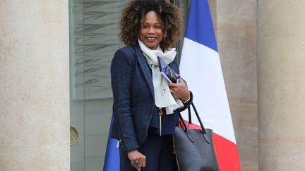 L'ancienne ministre des Sports, Laura Flessel, sur le perron de l'Elysée (LUDOVIC MARIN / AFP)