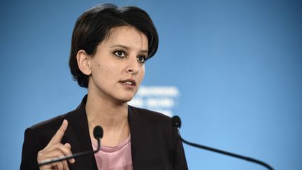 La ministre de l'Education nationale, Najat Vallaud-Belkacem, donne une conf&eacute;rence de presse &agrave; Matignon, le 22 janvier 2015. (ERIC FEFERBERG / AFP)