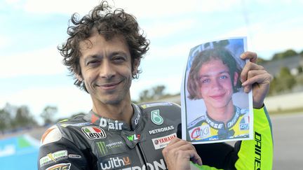 Le&nbsp;nonuple champion du monde italien de MotoGP, Valentino Rossi, à l'occasion du Grand Prix d'Espagne 2021 (30 avril-2 mai). (GIGI SOLDANO / GIGI SOLDANO / AFP)