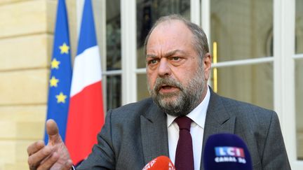 Le ministre de la Justice, Eric Dupond-Moretti, lors d'une conférence de presse à son ministère, à Paris, le 1er mars 2021. (BERTRAND GUAY / AFP)