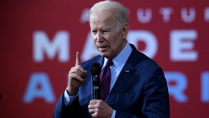 Le président américain Joe Biden à Hamilton (Ohio, Etats-Unis), le 6 mai 2022. (OLIVIER DOULIERY / AFP)