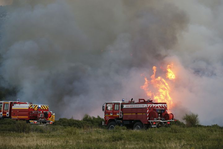 Les pompiers dépêchés dans le secteur de Luminy (Bouches-du-Rhône), lundi 5 septembre. (MAXPPP)