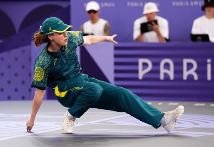 La B-girl australienne Raygun lors de la compétition olympique de breaking de Paris 2024, le 9 août. (MAXPPP)