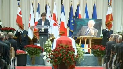 Le maire de Lille, Martine Aubry, lors de l'hommage &agrave; son pr&eacute;d&eacute;cesseur Pierre Mauroy&nbsp;disparu la semaine derni&egrave;re, jeudi 13 juin &agrave; Lille (Nord). (FRANCE 3 NORD PAS-DE-CALAIS / FRANCETV INFO )