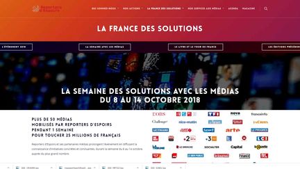 Page d'accueil de "La France des solutions" organisée par Reporters d'Espoirs. (CAPTURE D'ÉCRAN "La France des solution")