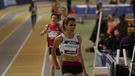 La spécialiste du 3 000 mètres steeple, Emma Oudiou. Ici au Stadium Jean Pellez à Aubière dans le Puy-de-Dôme. (MAXPPP)