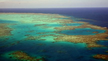 Vue aérienne de la Grande barrière de corail, en Australie, en 2018. (IMAGINECHINA / AFP)