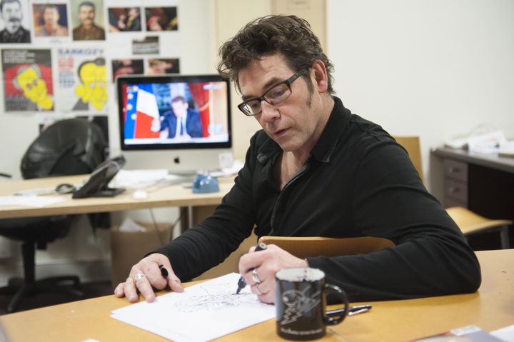 Le dessinateur Tignous, le 29 janvier 2012, à Paris. (STEVEN WASSENAAR / HANS LUCAS / AFP)