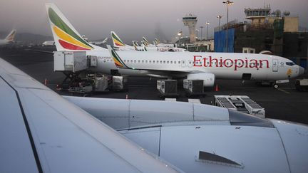 Avions d'Ethiopian Airlines à l'aéroport international Bole d'Addis-Abeba, en 2017 (WU FANG / IMAGINECHINA / AFP)