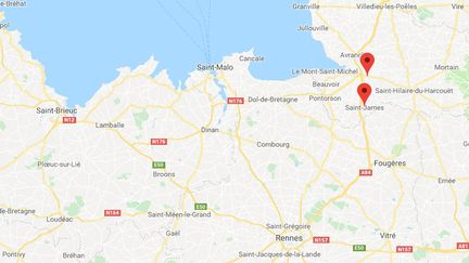 Deux carambolages quasi simultanés se sont produits sur l'A84 vendredi 4 janvier 2019. (GOOGLE MAPS)