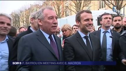 Emmanuel Macron et François Bayrou en meeting à Reims