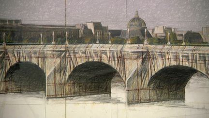 Croquis de l'emballage du Pont-Neuf de Paris par Christo en 1985 (France 3 Alsace)